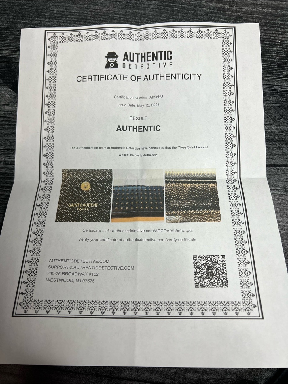Authentic Saint Laurent Black Grain De Poudre Stud Marquage Wallet w/ COA - Picture 10 of 10